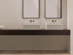 Plan de toilette suspendu, pour vasque à poser, L 50 à 201 x P 30 à 51 cm, finition lisse mate, 10 couleurs au choix, Anti bactérien, résine Akrytan®, Livraison Offerte.
